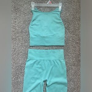 Turquoise Top and Shorts Athletic Set